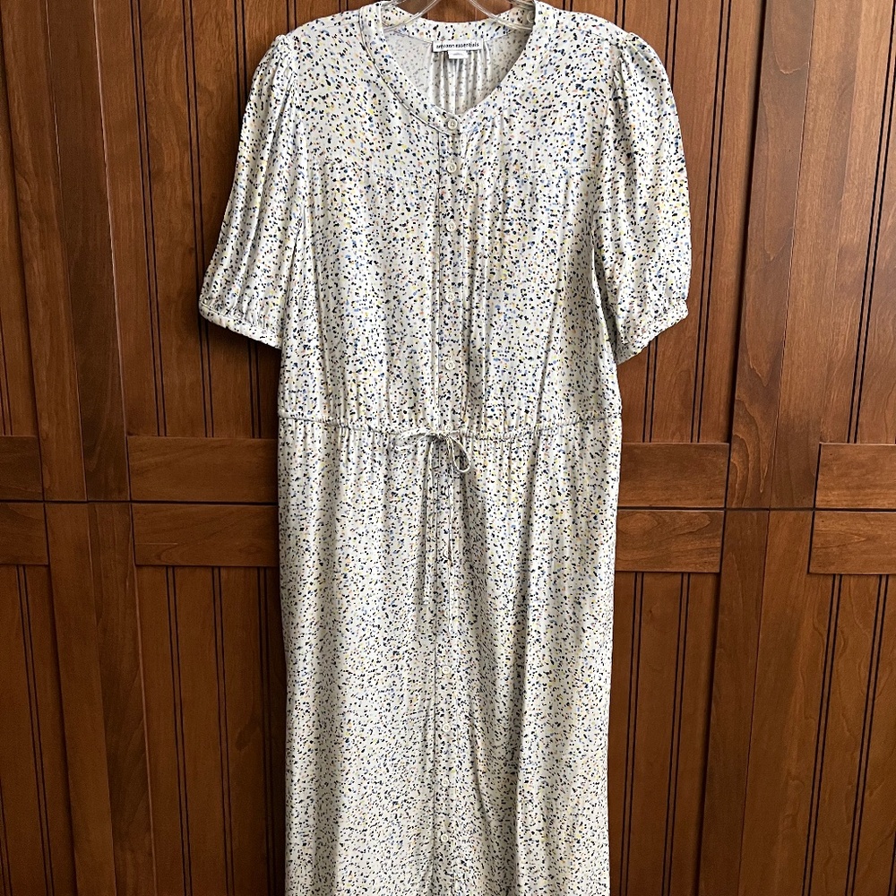 Women's Fit and Flare Half-Sleeve Waisted Midi A-Line Dress with Pockets  Size M
